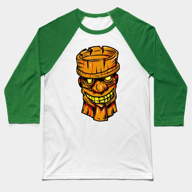Smiling Graphic Tiki Baseball T-Shirt by silentrob668